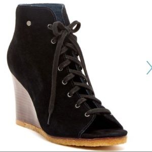 UGG Open-Toe Suede Wedge Bootie